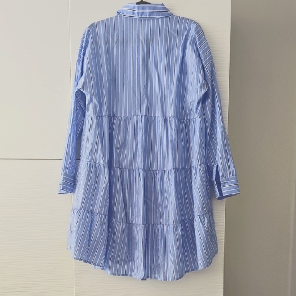 Tuckernuck Pomander Place Blue Striped Mini Dress Size Large - Picture 5 of 7